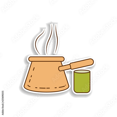 arabic coffee  sticker icon. Element of color Arabic culture icon. Premium quality sticker design icon. Signs and symbols collection icon for websites, web design