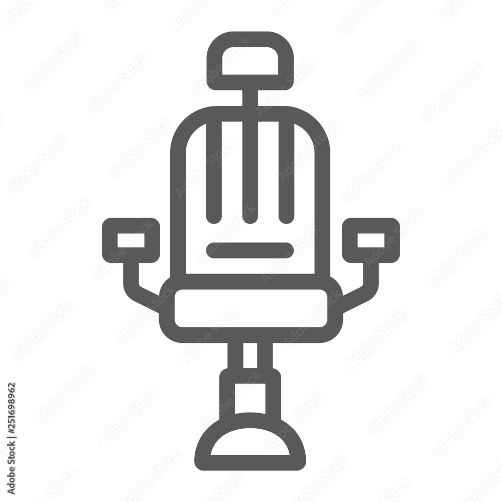 Barber chair line icon, barber and interior, arm chair sign, vector graphics, a linear pattern on a white background. Barber chair line icon, barber and interior, arm chair sign, vector graphics, a linear pattern on a white background.