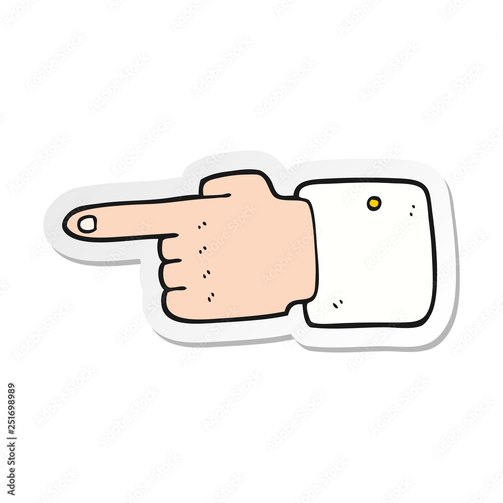 sticker of a cartoon pointing hand sticker of a cartoon pointing hand