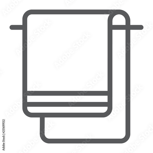 Towel line icon, bathroom and spa, textile sign, vector graphics, a linear pattern on a white background.