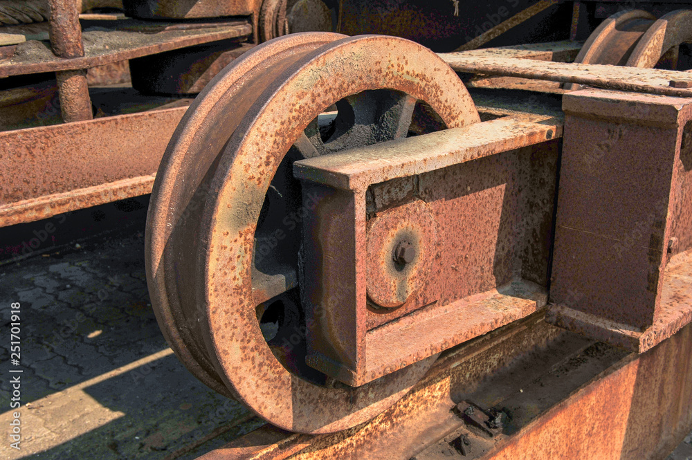 Mechanical equipment and rails for towing ships September 1, 2018, photographed at Tangshan Ark Shipyard, Luannan County, Tangshan City, Hebei Province, China, Asia Mechanical equipment and rails for towing ships September 1, 2018, photographed at Tangshan Ark Shipyard, Luannan County, Tangshan City, Hebei Province, China, Asia