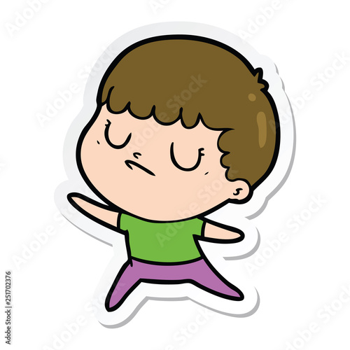 sticker of a cartoon grumpy boy