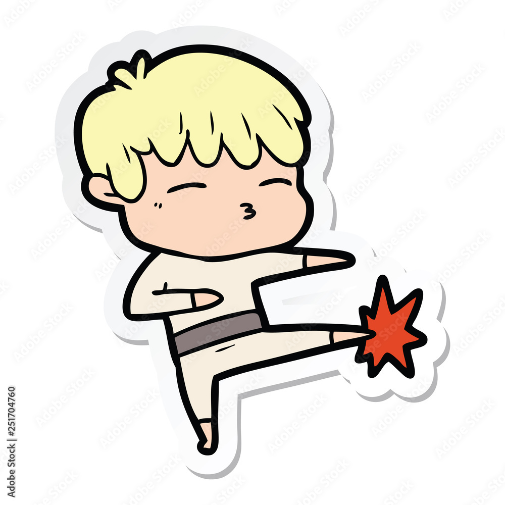 sticker of a cartoon curious boy sticker of a cartoon curious boy