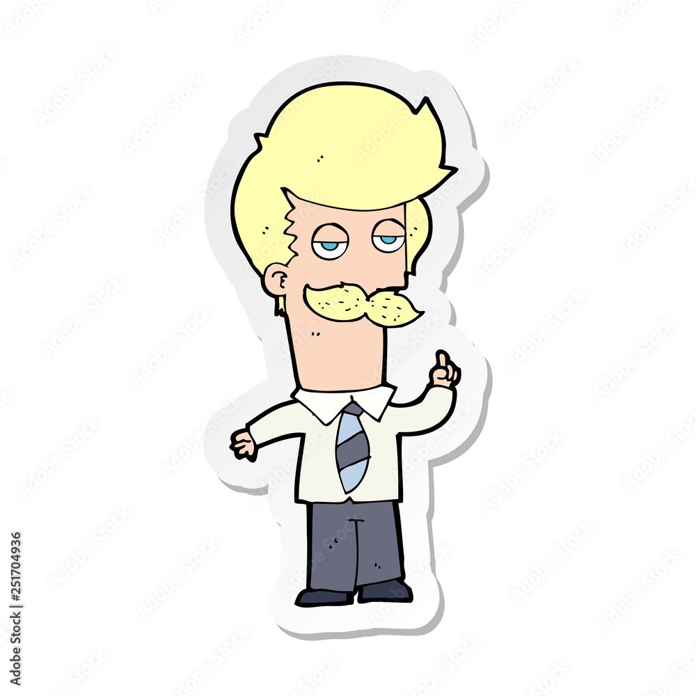 sticker of a cartoon mna with mustache explaining sticker of a cartoon mna with mustache explaining