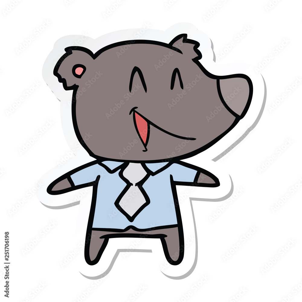sticker of a cartoon bear in shirt and tie sticker of a cartoon bear in shirt and tie
