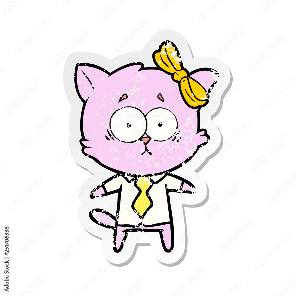 Naklejka premium distressed sticker of a cartoon cat