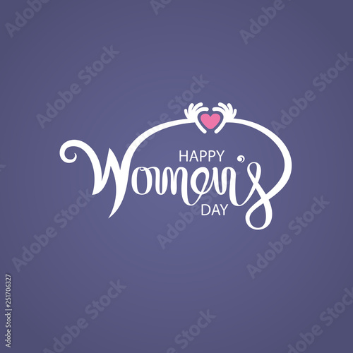 Pink Happy International Women's Day Typographical Design Elements.Women's day symbol. Minimalistic design for international women's day concept.Vector illustration