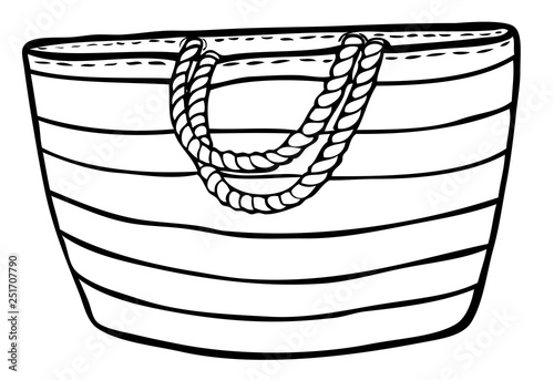 summer beach bag with stripes and stitches - rope handles