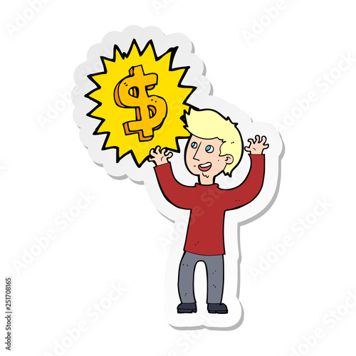 sticker of a making money cartoon