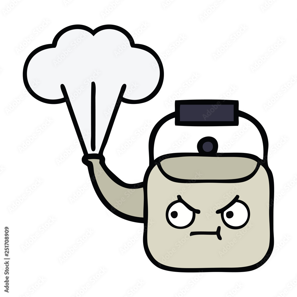 Obraz premium cute cartoon steaming kettle