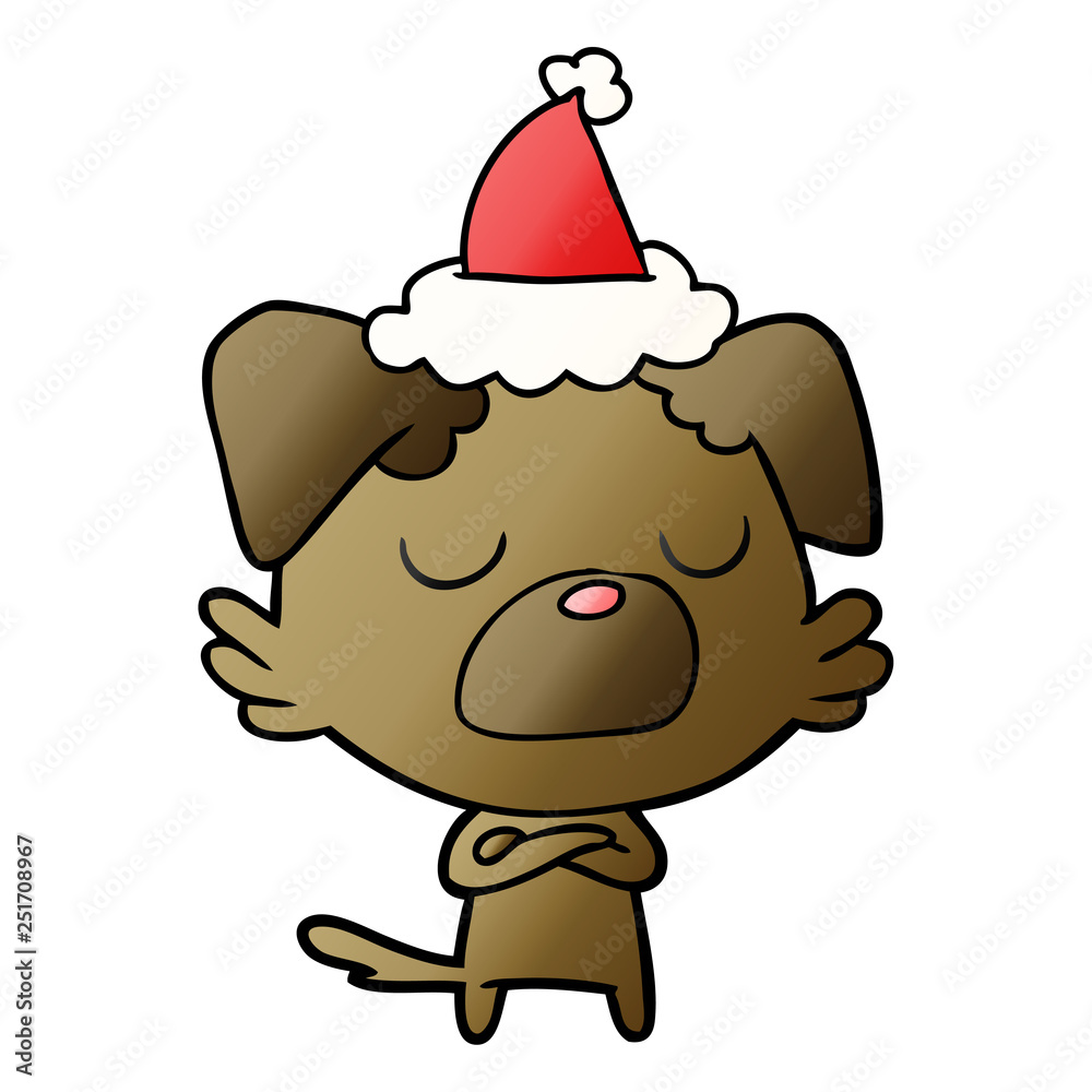 gradient cartoon of a dog wearing santa hat gradient cartoon of a dog wearing santa hat