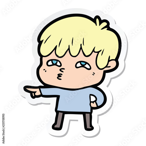 sticker of a cartoon curious man