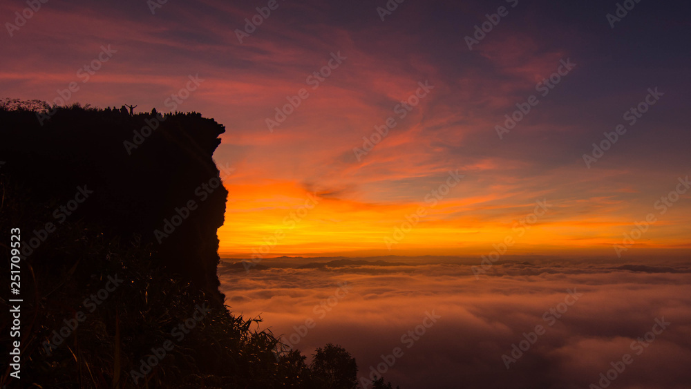 Phu Chifa cliff, landscape sunrise