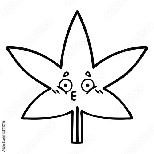 line drawing cartoon autumnal leaf