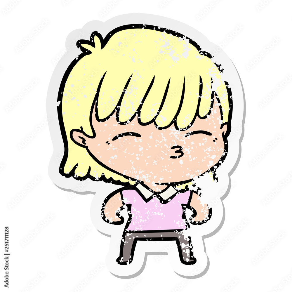 Obraz premium distressed sticker of a cartoon woman