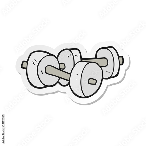 sticker of a cartoon dumbbells