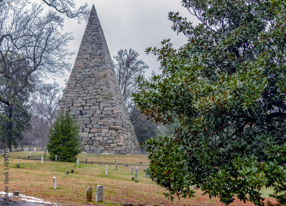pyramid monument in park cemetery