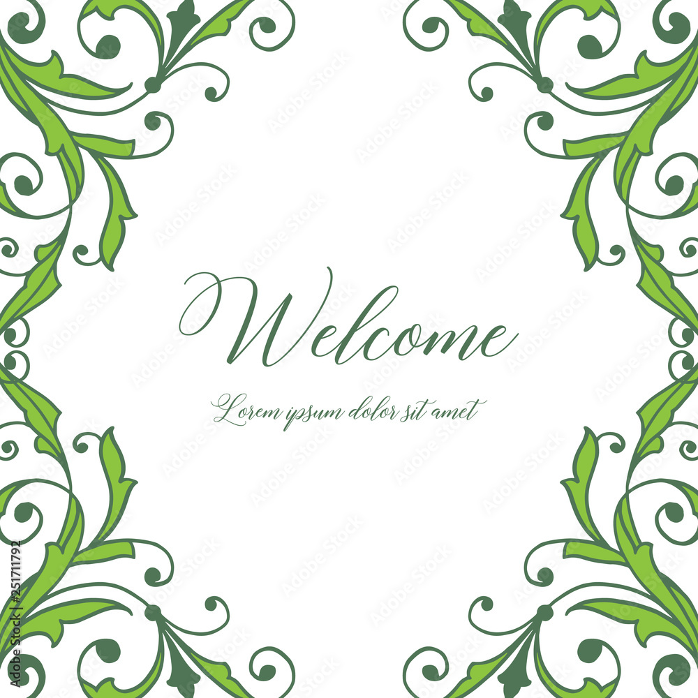 Vector illustration pattern art floral frame with card writing welcome hand drawn