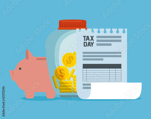 finance service tax with invoice and coins