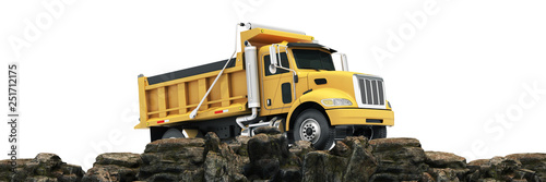 dumper truck at sunset. 3d rendering	