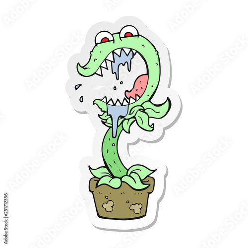 sticker of a cartoon carnivorous plant