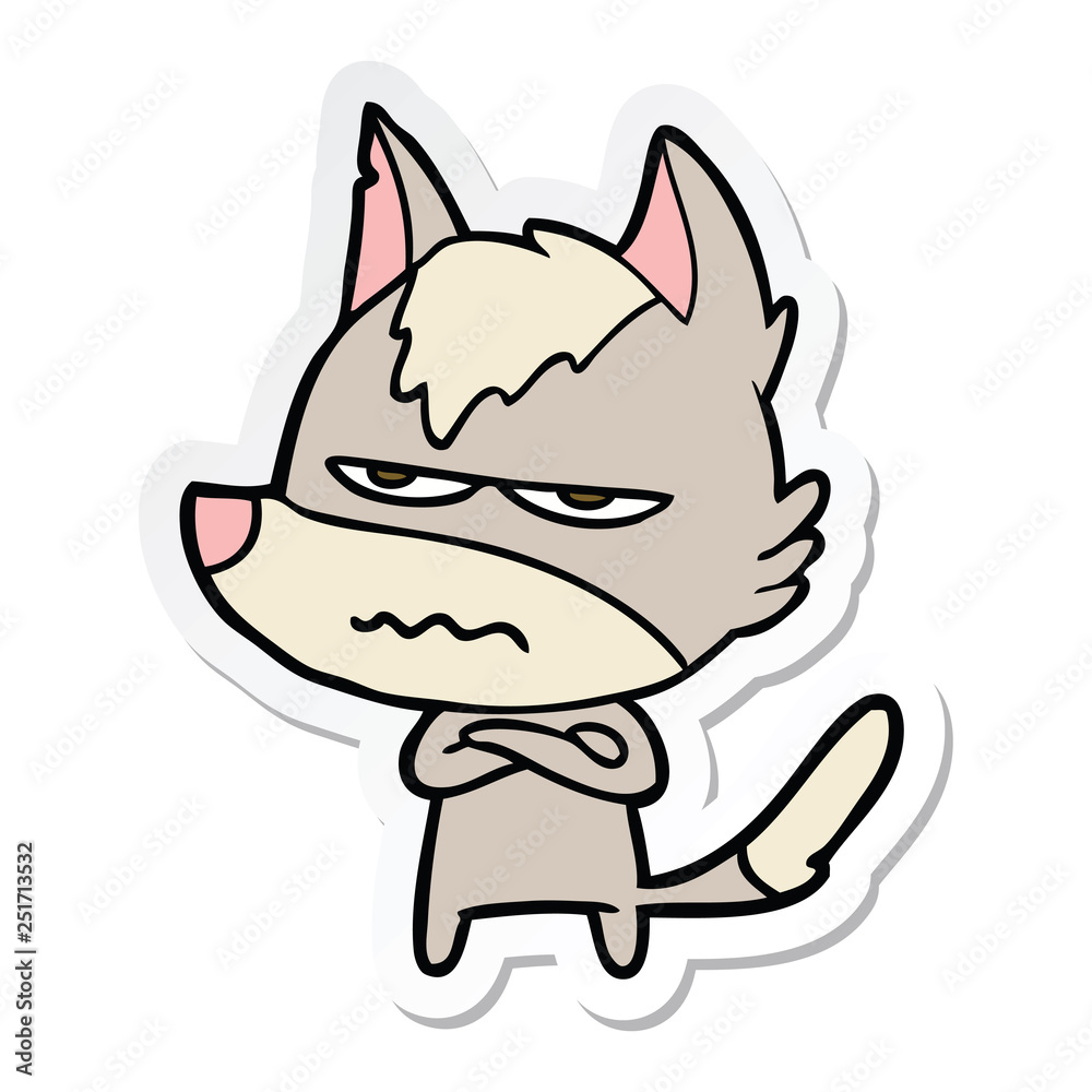 sticker of a cartoon annoyed wolf sticker of a cartoon annoyed wolf