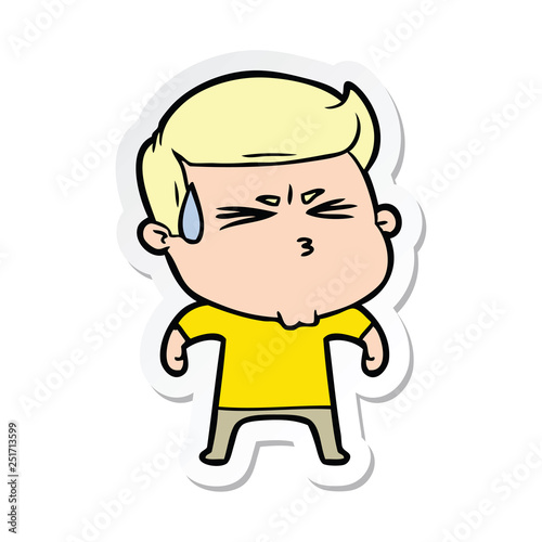 sticker of a cartoon frustrated man