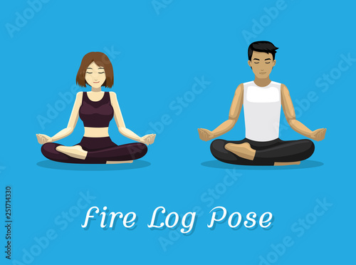 Manga Style Cartoon Yoga Fire Log Pose photo