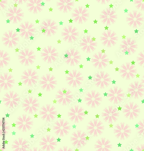 Flower pattern with stars. Seamless vector background
