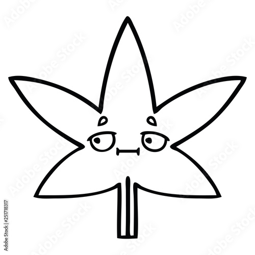 line drawing cartoon autumnal leaf