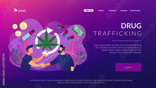 Drug trafficking concept landing page.