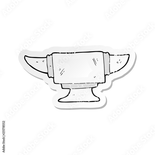 retro distressed sticker of a cartoon blacksmith anvil