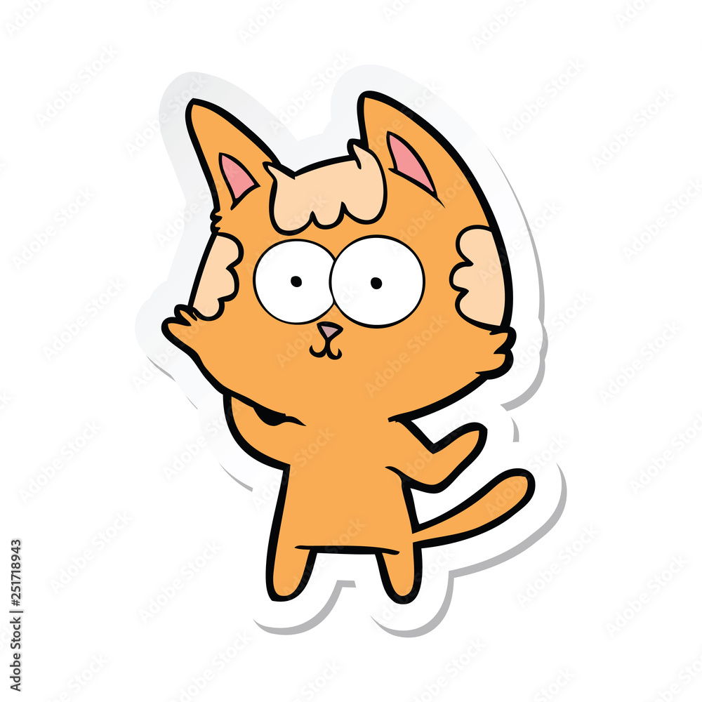 sticker of a happy cartoon cat sticker of a happy cartoon cat