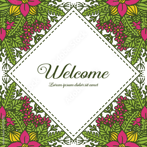 Vector illustration floral frame shape for welcome letter hand drawn