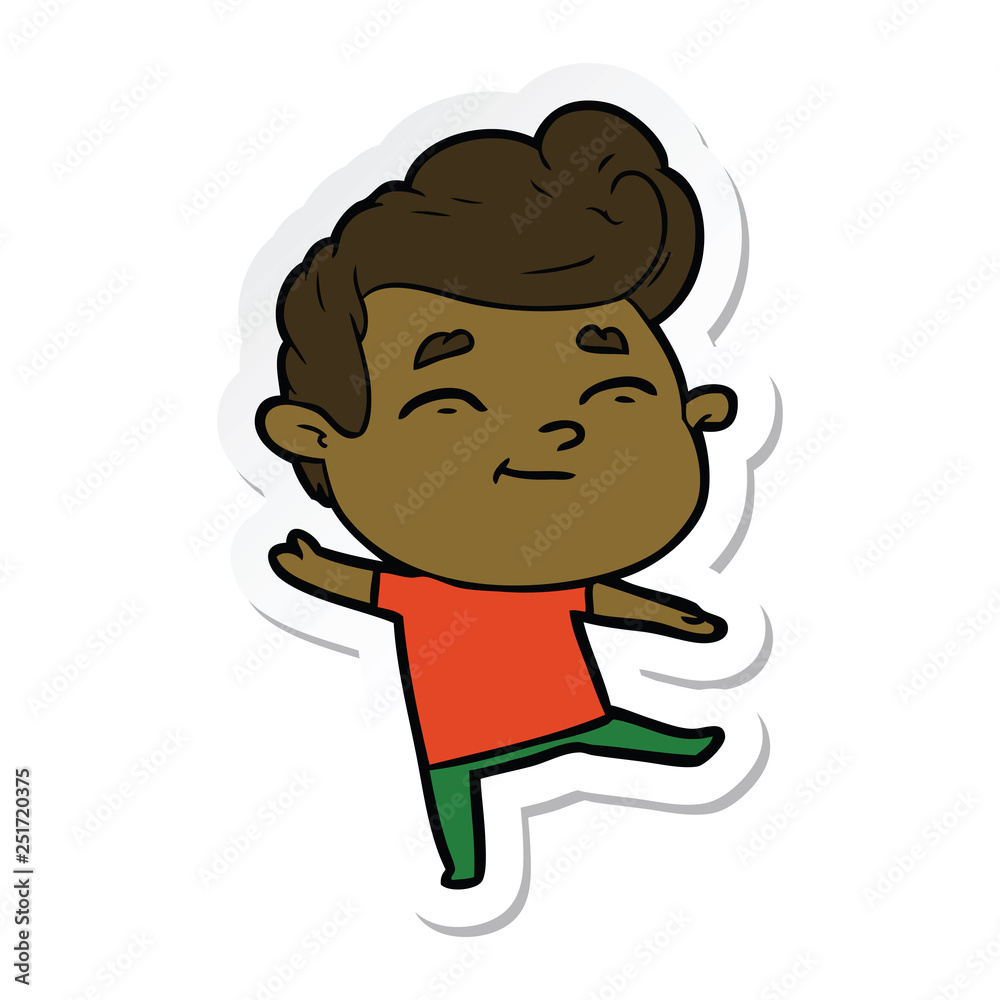 sticker of a happy cartoon man