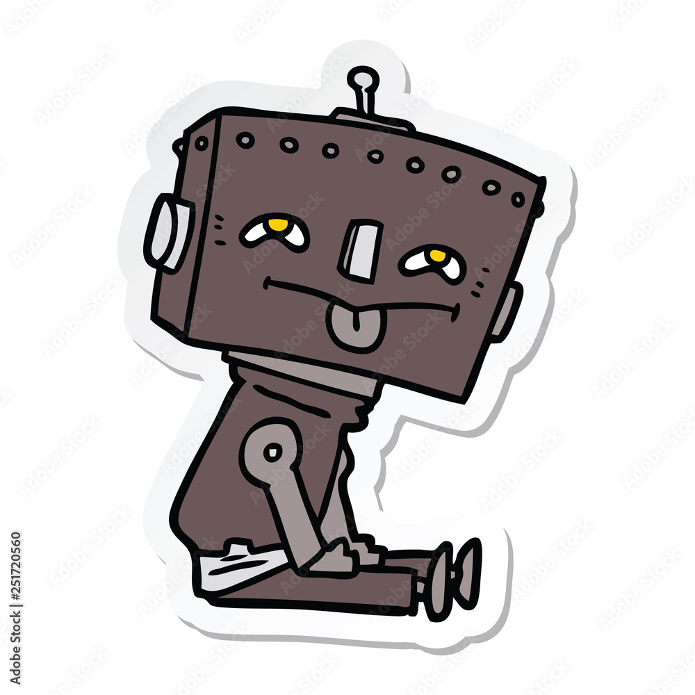 sticker of a cartoon robot sticker of a cartoon robot