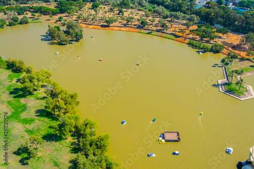 Lake in Hayarkon park in Tel Aviv, Israel photo