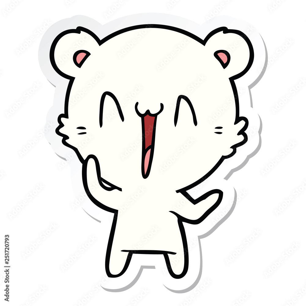 sticker of a laughing polar bear cartoon sticker of a laughing polar bear cartoon