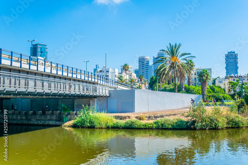 Yarkon river pasing through Tel Aviv, Israel photo