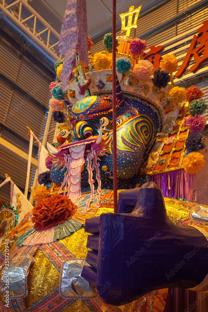 Obraz premium Bukit Mertajam, Penang, Malaysia - August 2018 - The 'Dai She Ye' paper effigy in Penang during the Hungry Ghost Festival