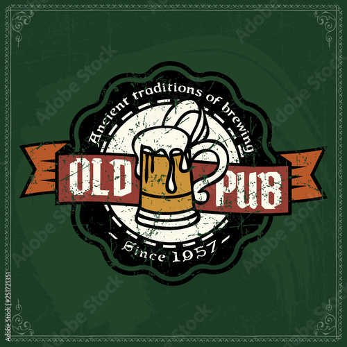 Beer brewery logo on green chalkboard texture