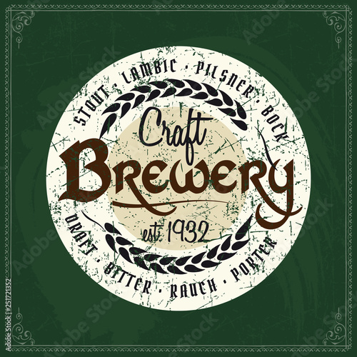 Beer brewery logo on green chalkboard texture