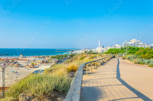 Seaside promenade at Independence park at Tel Aviv, Israel photo