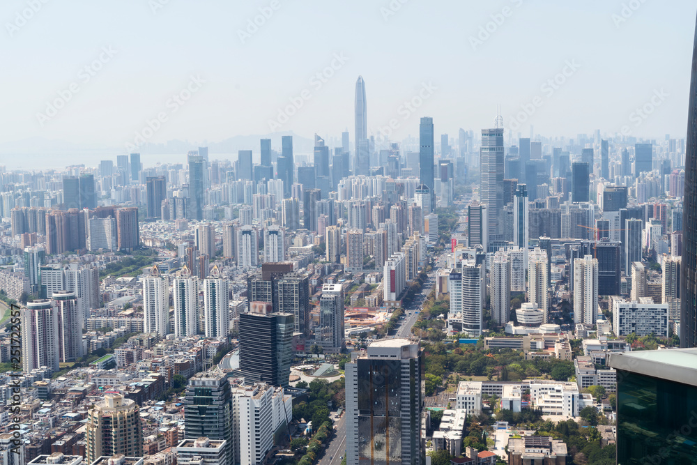 A bird's eye view of Shenzhen, China..