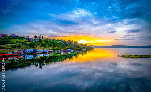 sunset in Chiloe southern part of Chile