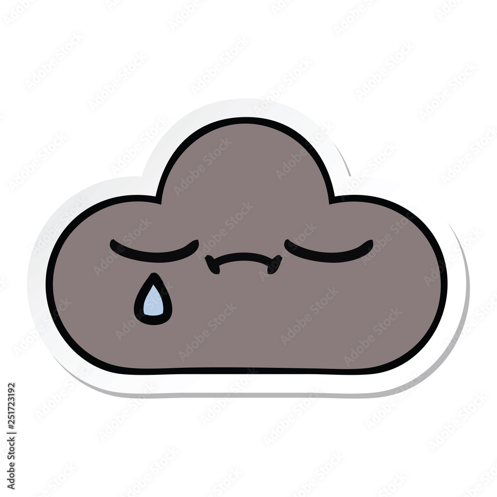sticker of a cute cartoon storm cloud sticker of a cute cartoon storm cloud
