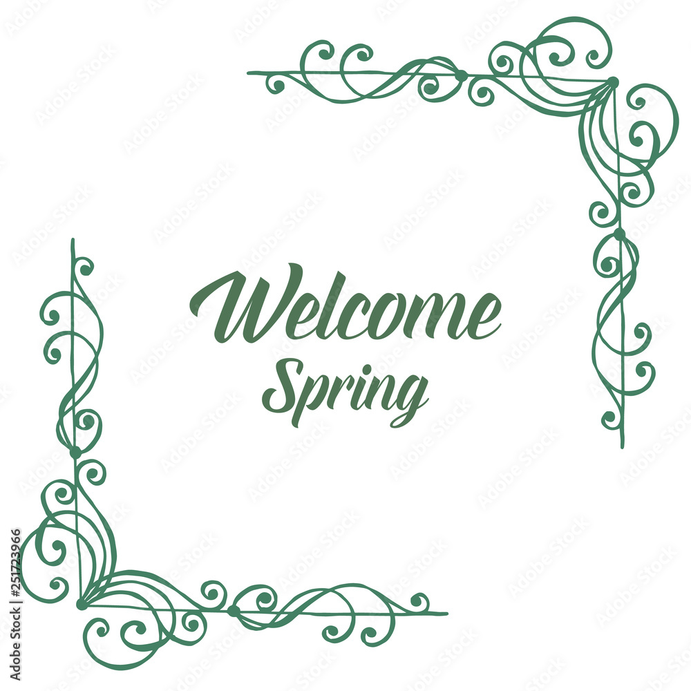 Vector illustration welcome greeting card with beautiful leaf flower frame style hand drawn Vector illustration welcome greeting card with beautiful leaf flower frame style hand drawn