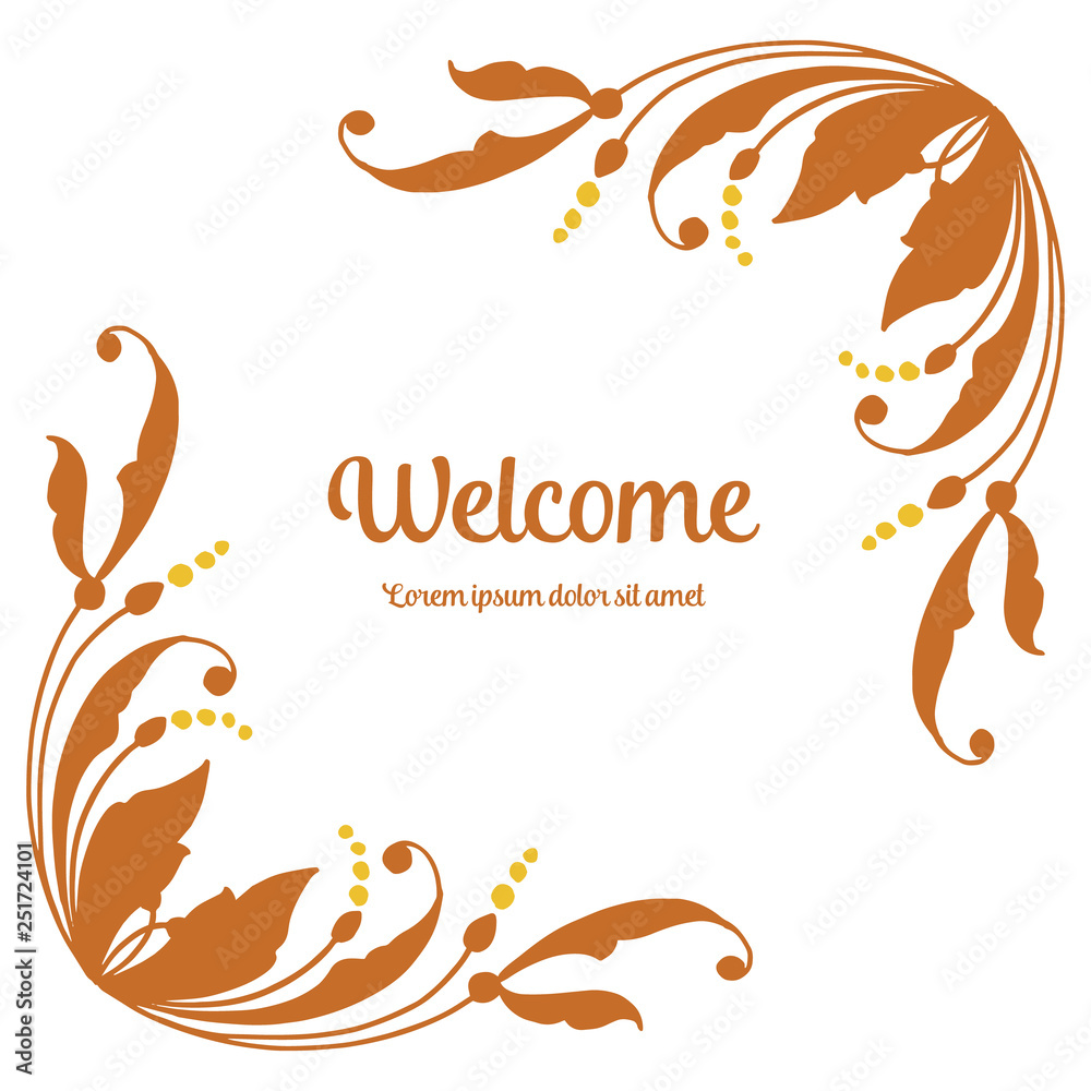 Fototapeta premium Vector illustration leaf flower frame decor for welcome letter hand drawn