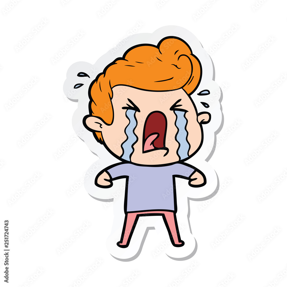sticker of a cartoon crying man sticker of a cartoon crying man