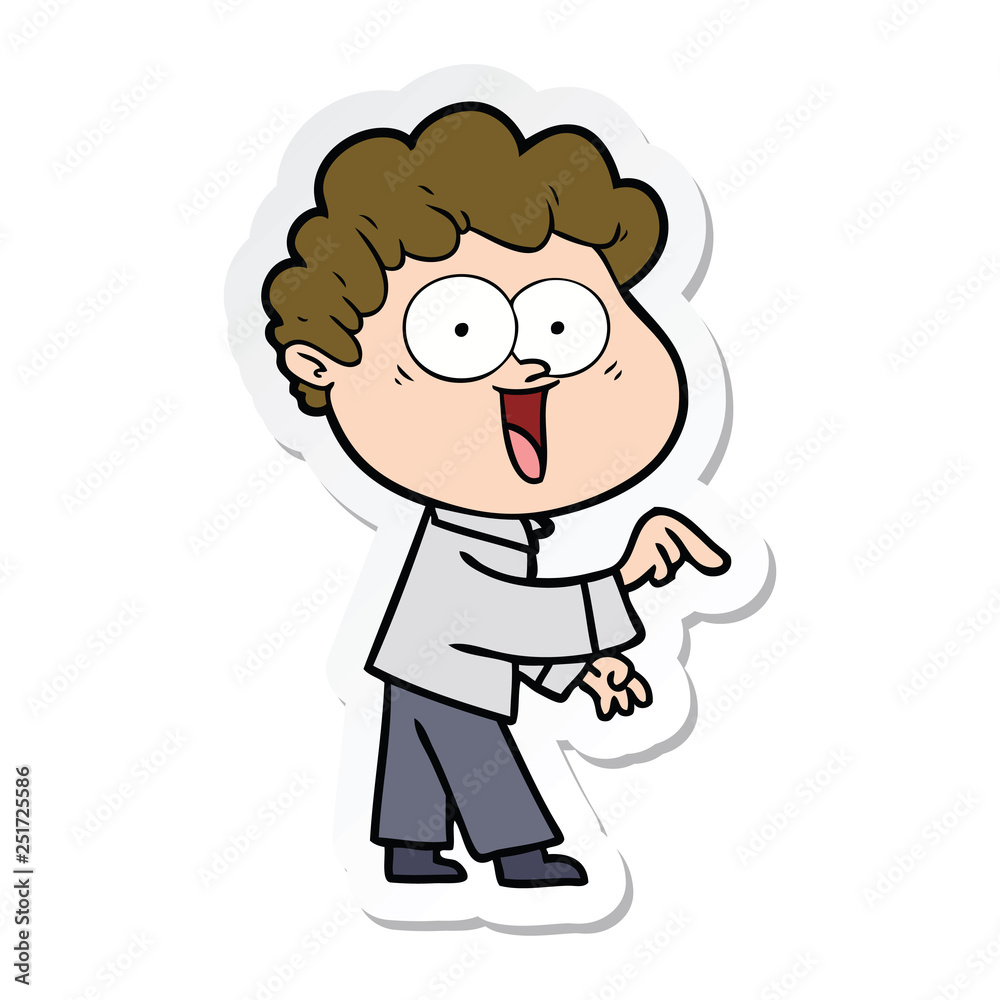 sticker of a cartoon happy man